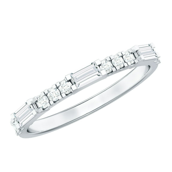 Certified Moissanite Semi Eternity Ring (0.25 CT, D-VS1 Quality, Rosec Jewels), 925 Sterling Silver, US 4.00