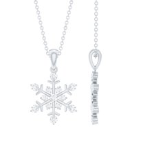 Rosec Jewels Snowflake Pendant with Chain - Moissanite Winter Necklace for Women (D-VS1 Grade) - Ready to Gift for Christmas, 925 Sterling Silver