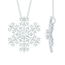 Rosec Jewels Certified Moissanite Snowflake Necklace for Women - with Chain - D-VS1 Quality - Gift for Christmas, 925 Sterling Silver