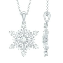 Rosec Jewels Certified Moissanite Snowflake Pendant with Chain (D-VS1 Quality) - Statement Necklace for Women - Gift for Christmas, 925 Sterling Silver