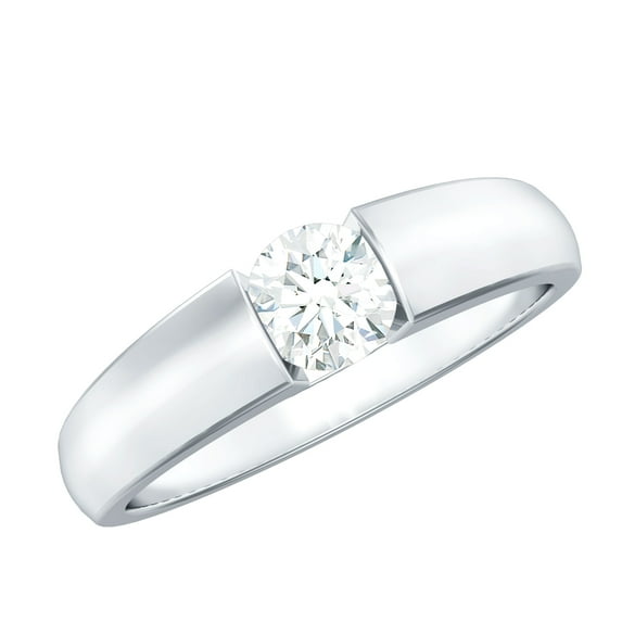 Rosec Jewels Moissanite Engagement Ring for Men - Wide Band Engagement Ring - D-VS1 Quality Certified - with Jewelry Box, 14K White Gold, US 9.50