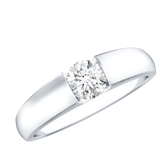 Rosec Jewels Moissanite Engagement Ring for Men - Wide Band Engagement Ring - D-VS1 Quality Certified - with Jewelry Box, 18K White Gold, US 5.50