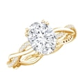 thumbnail image 1 of Rosec Jewels Certified Moissanite Solitaire Braided Engagement Ring (2 Ct, 7X9 mm Oval, D-VS1 Grade), 10K Yellow Gold, US 4.50, 1 of 8