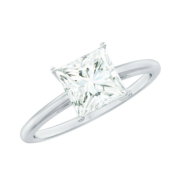 Rosec Jewels Moissanite Solitaire Engagement Ring 3 Carat - 8 mm Princess Cut Moissanite Ring for Women - D-VS1 Grade, 18K White Gold, US 11.00