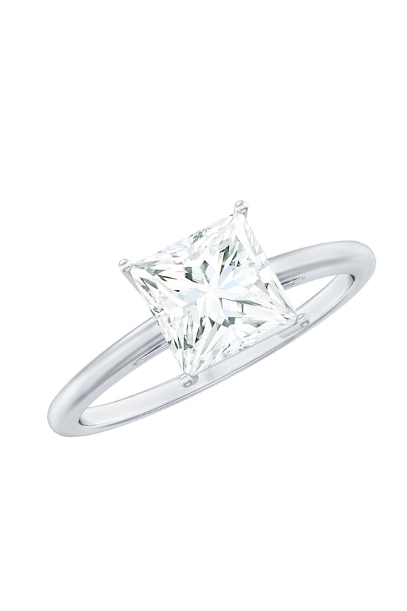Moissanite Solitaire Engagement Ring 3 Carat - 8 mm Princess Cut Moissanite Ring for Women - D-VS1 Grade, 925 Sterling Silver, US 4.00