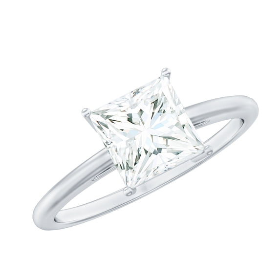 Rosec Jewels Moissanite Solitaire Engagement Ring 3 Carat - 8 mm Princess Cut Moissanite Ring for Women - D-VS1 Grade, 925 Sterling Silver, US 5.00