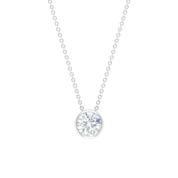 Rosec Jewels Certified Moissanite Necklace - 3 Ct - 9mm - D-VS1 Grade Moissanite Bezel Set Necklace - Ready to Gift for Women, 925 Sterling Silver