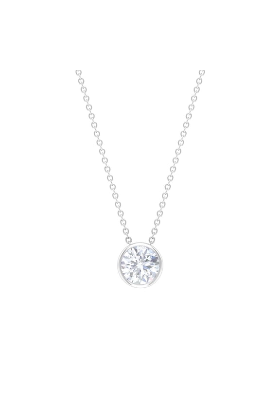Certified Moissanite Necklace - 3 Ct - 9mm - D-VS1 Grade Moissanite Bezel Set Necklace - Ready to Gift for Women, 925 Sterling Silver