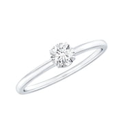 Rosec Jewels Certified Moissanite Solitaire Promise Ring for Women - 5 mm - 0.50 Ct - D-VS1 Grade, 925 Sterling Silver, US 6.50