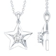 thumbnail image 1 of Rosec Jewels Certified Moissanite Star Pendant Necklace for Women - with Chain - D-VS1 Quality - Ready to Gift with Jewelry Box, 10K White Gold, 1 of 8