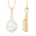 thumbnail image 1 of Rosec Jewels Certified Moissanite Teardrop Pendant Necklace for Women - D-VS1 Grade, 14K Yellow Gold, 1 of 5