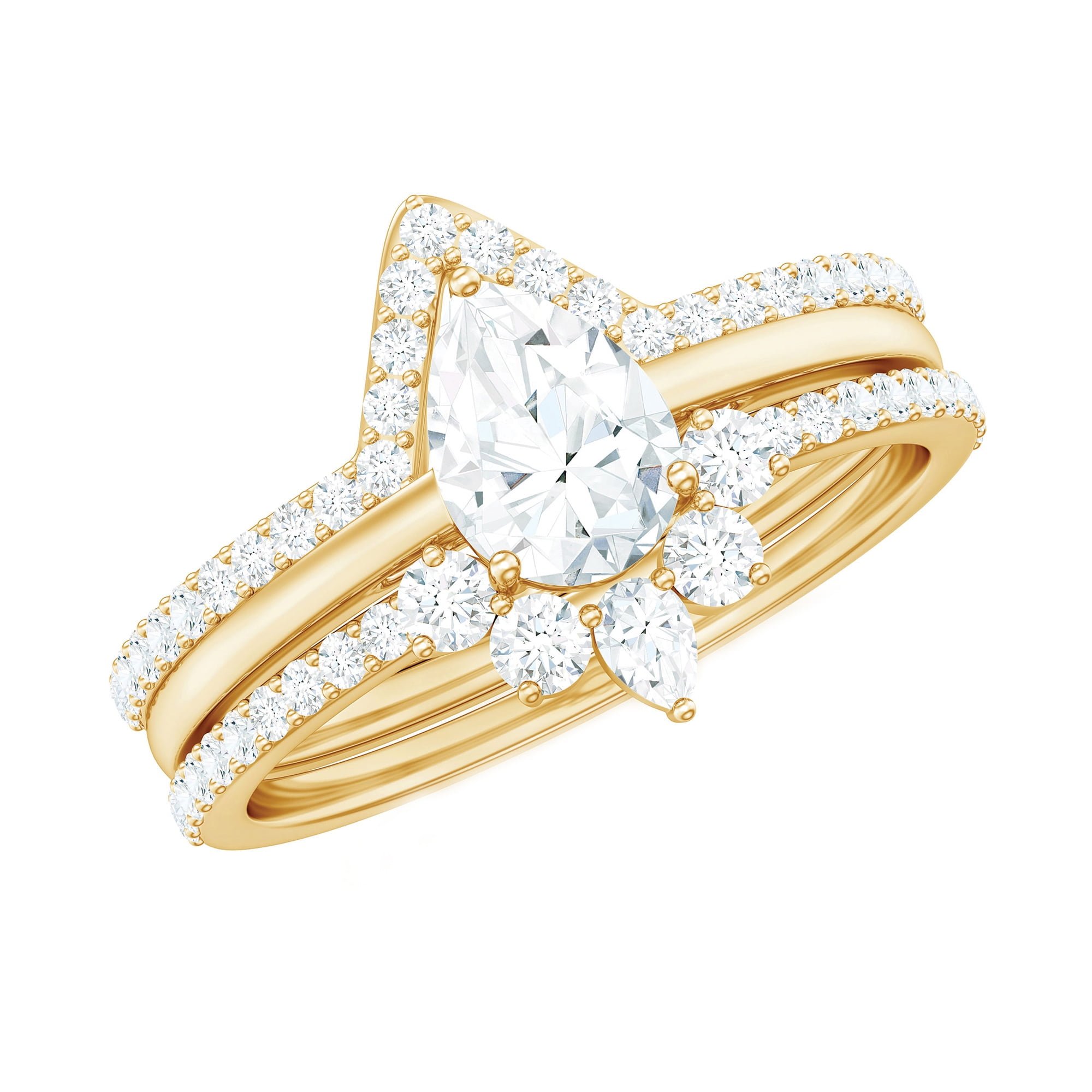 Rosec Jewels Certified Moissanite Teardrop Wedding Ring Set for Women Rosec Jewels Certified Moissanite Teardrop Wedding Ring Set for Women