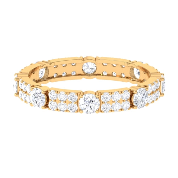 Certified Moissanite Wedding Eternity Band Ring for Women - 2 Carat, 14K Yellow Gold, US 9.00