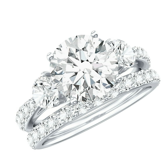 Rosec Jewels Certified Moissanite Wedding Engagement Ring Set for Women, 925 Sterling Silver, US 11.00