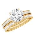thumbnail image 1 of Rosec Jewels Moissanite Wedding Ring Set - 2 Carat Engagement Ring with Band - 8 mm Round Ring - D-VS1 Grade, 14K Yellow Gold, US 5.00, 1 of 9