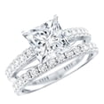 thumbnail image 1 of Rosec Jewels Certified Moissanite Princess Cut Wedding Ring Set for Women (8 mm, D-VS1 Quality) - 3 Carat Engagement Ring with Band, 10K White Gold, US 5.50, 1 of 9