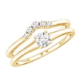 thumbnail image 1 of Rosec Jewels Moissanite Wedding Ring Set of 2 - Minimalist Engagement Ring with Enhancer - D-VS1 Quality, 14K Yellow Gold, US 10.00, 1 of 8