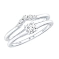 thumbnail image 1 of Rosec Jewels Moissanite Wedding Ring Set of 2 - Minimalist Engagement Ring with Enhancer - D-VS1 Quality, 925 Sterling Silver, US 4.00, 1 of 8