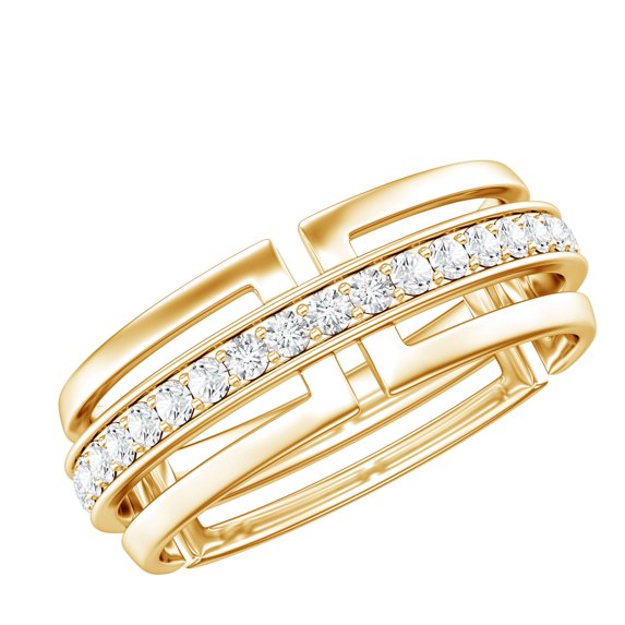 Rosec Jewels Certified Moissanite Wedding Band for Men - Moissanite Eternity Band - D-VS1 Quality - with Jewelry Box, 18K Yellow Gold, US 8.00