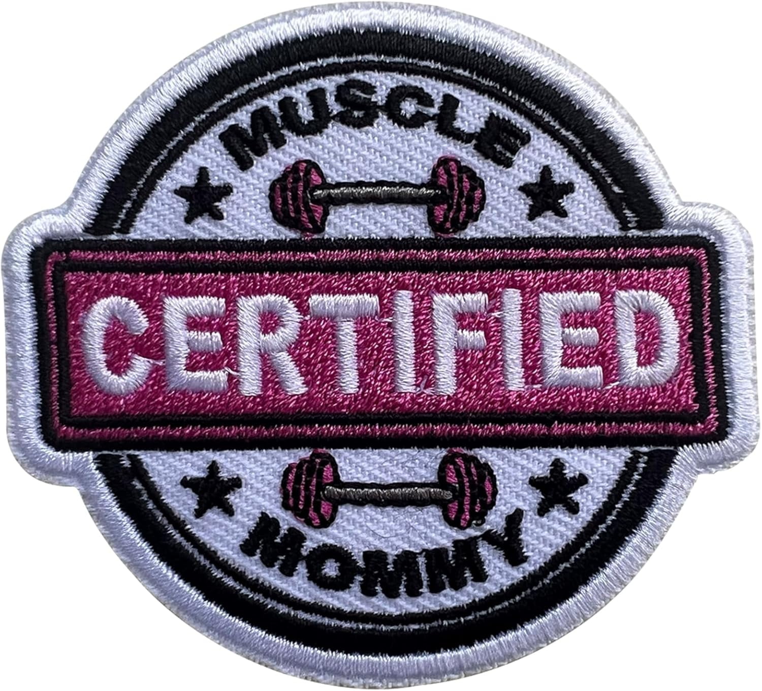 Certified Muscle Mommy Patch, Size 3" Iron Patch or Sew On Patches for Backpacks Jeans Hats Clothes, Workout DIY Embroidered Patches, Applique Embroidery Sticker Patches, Gift for Gymers