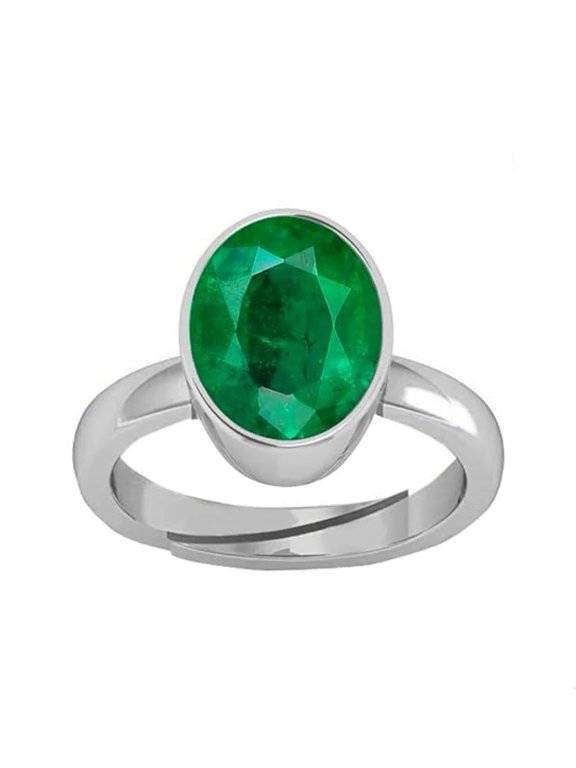 Certified Natural AA++ Quality 10.00 Carat Emerald Panna Silver Plated Astrological Purpose Ring