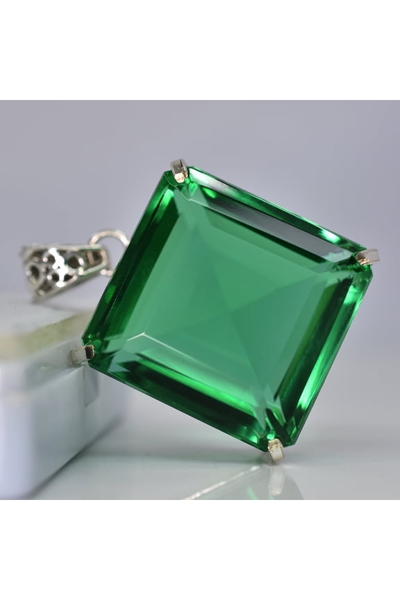 Certified Natural Topaz 133 Ct 925 Starling Silver Pendant Rare Green Gemstone