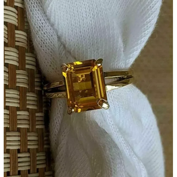 Certified Natural Yellow Sapphire Ring 925 Sterling Silver Handmade Engagemant Ring