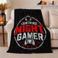 thumbnail image 1 of Certified Night Gamer Emblem, Festive Holiday Scene, Warm Flannel Blanket for Living Room and Reading Nook with Detailed Artwork, Art Lovers Christmas Gift, Festive Home Decor, 1 of 9