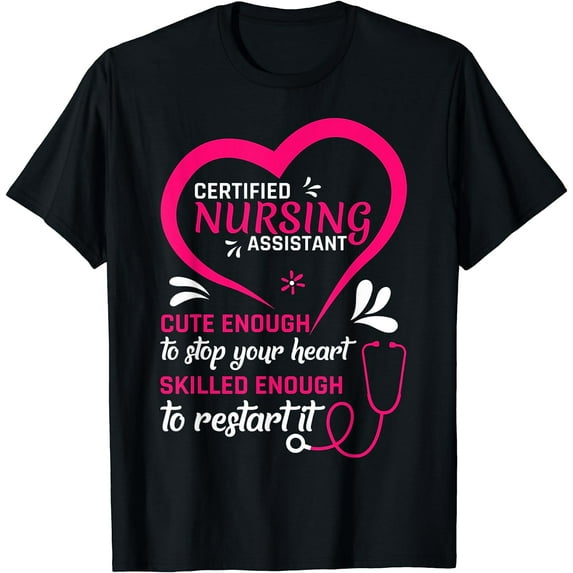 Certified Nursing Assistant For CNA Students T-Shirt Black Large