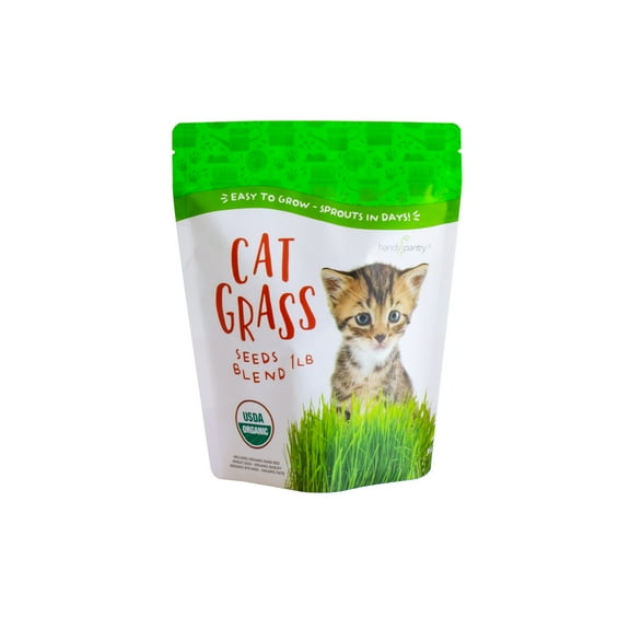 Certified Organic Cat Grass Seed Mix- 16 Oz - Non-GMO Grass Seeds for Cats, Dogs, Rabbits, Pets - Blend of Wheat, Oats, Rye & Barley Seeds - Wheatgrass