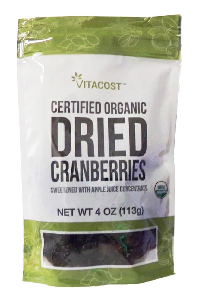 Certified Organic Dried Cranberries Sweetened With Apple Juice