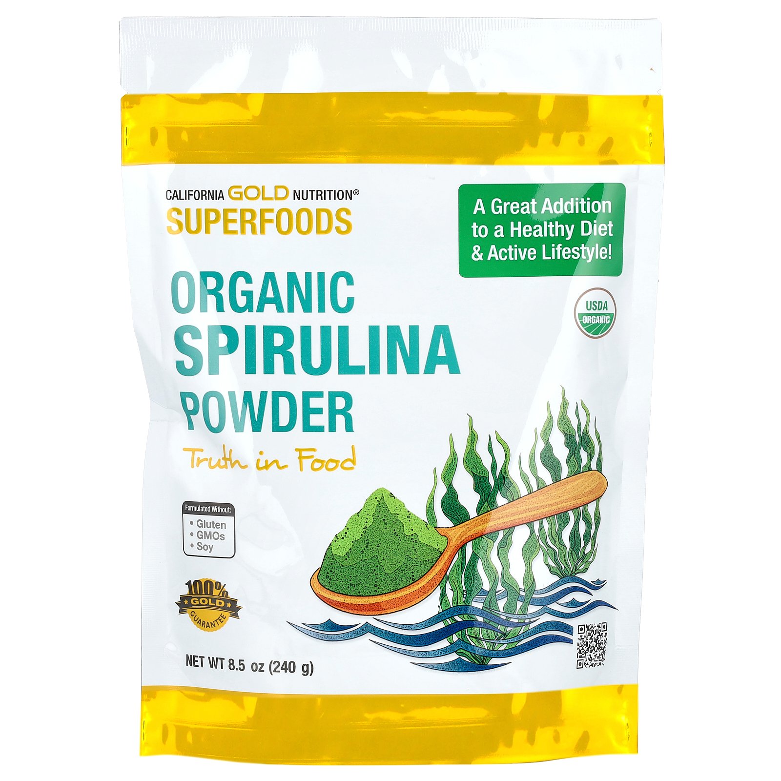 Zhou Spirulina Powder, Nutrient Rich Superfood, California Grown, 100