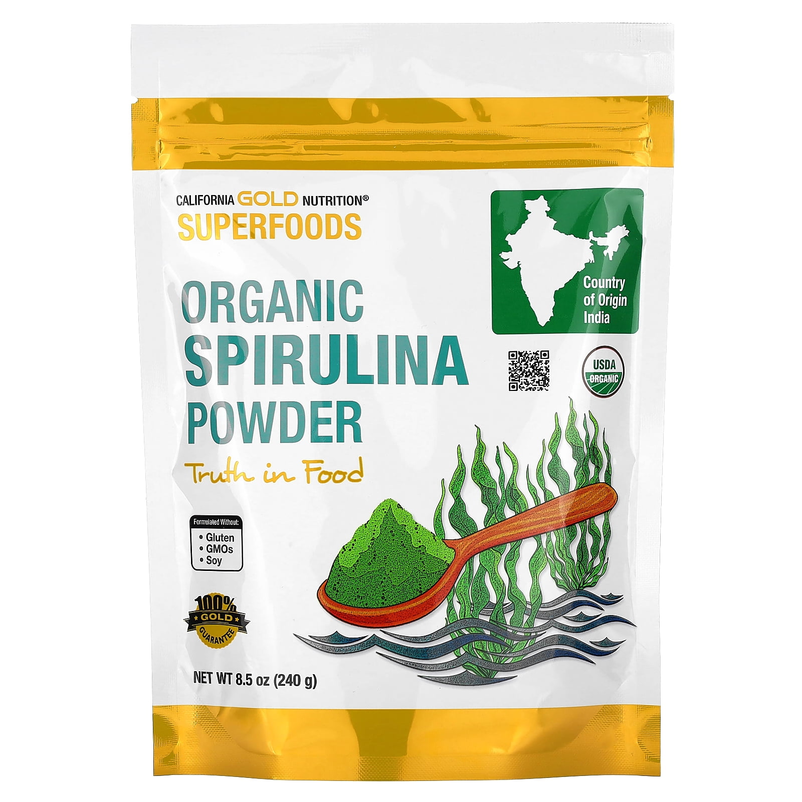 Certified Organic Spirulina Powder, USP Verified, USDA Organic, NonGMO