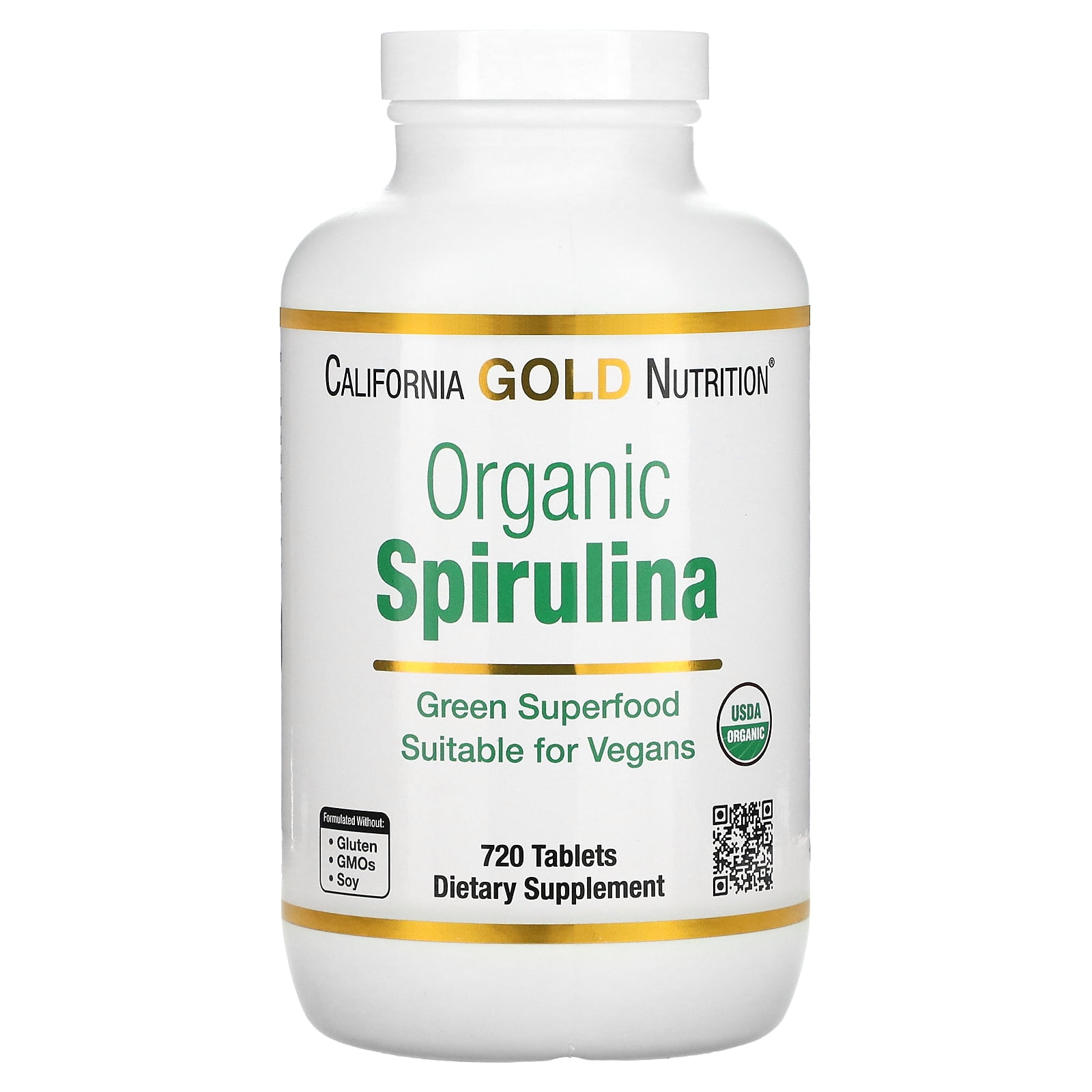 Certified Organic Spirulina, USP Verified, USDA Organic, NonGMO, 500