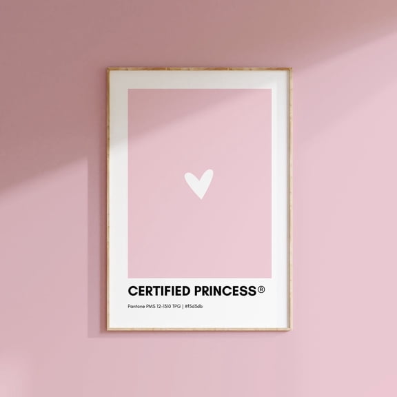 Certified Princess Print Poster, Pink Pantone Poster Print, Pink Wall Art, Pantone Colors, Pantone Print, Color Swatch UNFRAMED