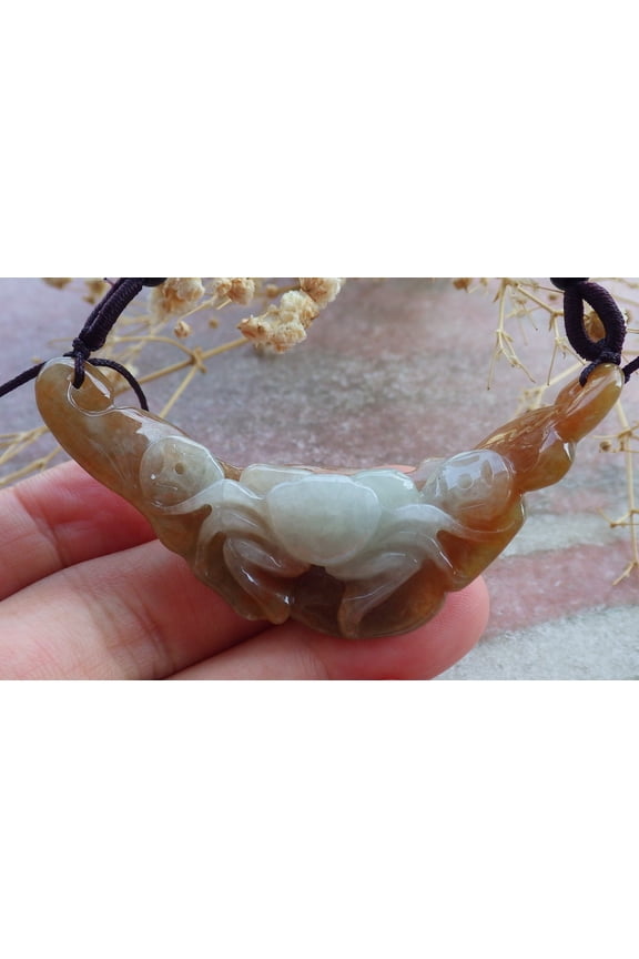 Certified Red Burma 100% Natural A Jade jadeite Pendant Crab Money Coin Necklace 669730 TN