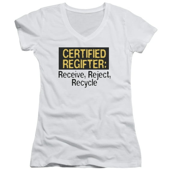 - Certified Regifter - Juniors Cap Sleeve V-Neck Shirt - XX-Large