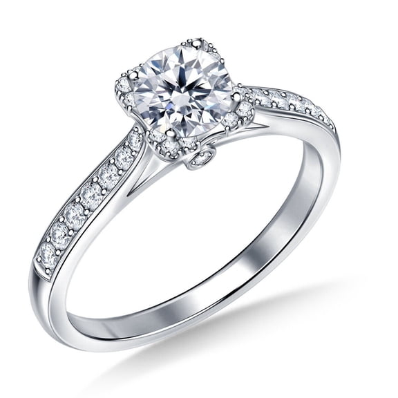 Certified Round 2.0 Carat Moissanite Ring/Vintage Style Engagement Ring For Women/Round Promise Ring/Yellow Gold Ring/Dainty Art Deco Ring