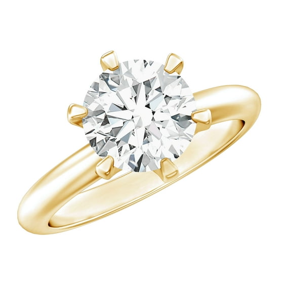 Rosec Jewels Moissanite Solitaire Engagement Ring 2 Carat - 8 mm - D-VS1 Quality Authentically Certified - With Jewelry Box, 10K Yellow Gold, US 12.00