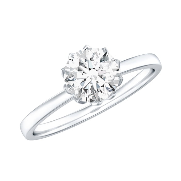 Rosec Jewels Certified Round Moissanite Engagement Ring 1 Ct - 6 mm Moissanite Solitaire Ring - D-VS1 Quality - with Jewelry Box, 925 Sterling Silver, US 4.00