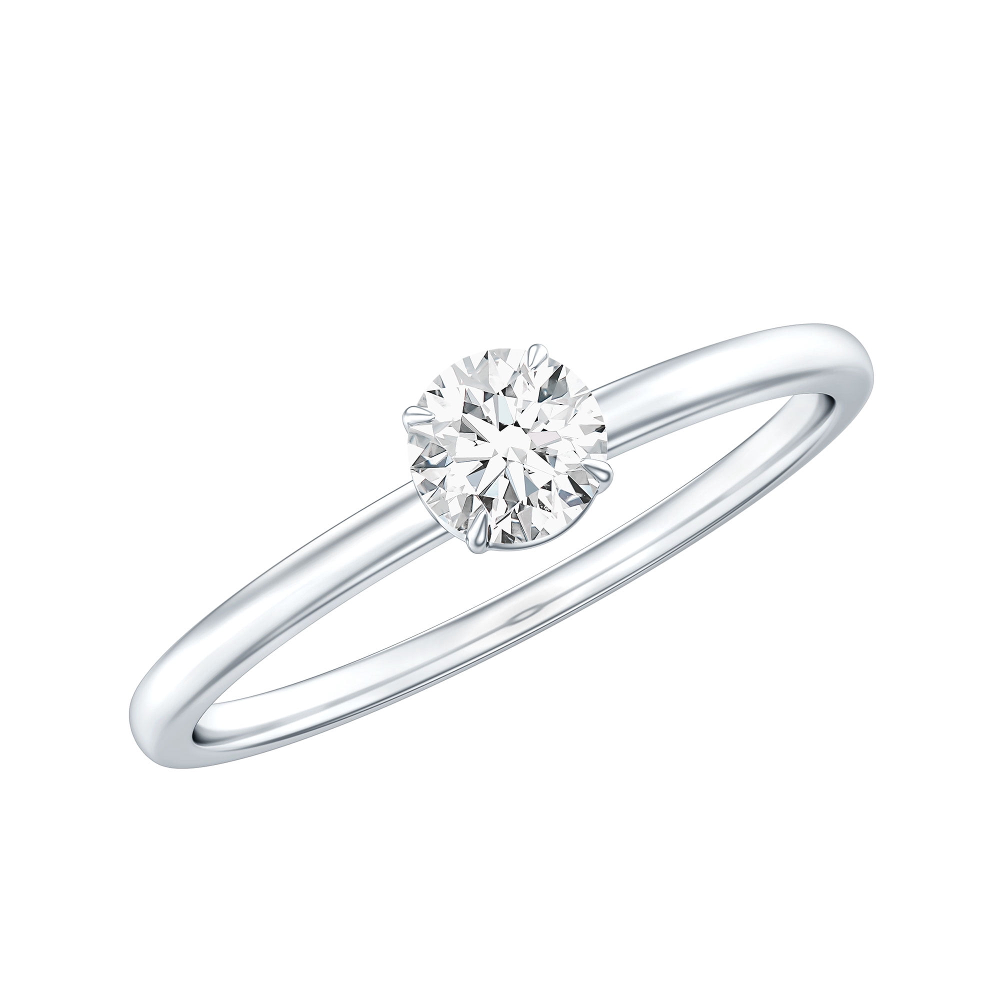 Certified Round Lab Grown Diamond Solitaire Promise Ring for Women, EF ...