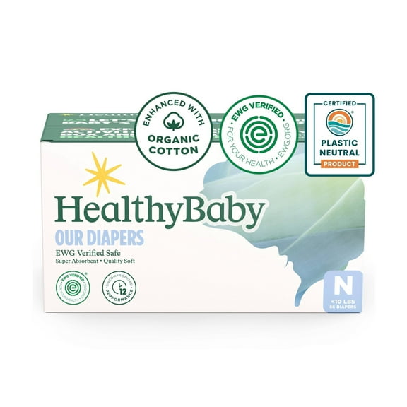 Certified Safe Organic Cotton Enhanced Diapers - Newborn - 66ct