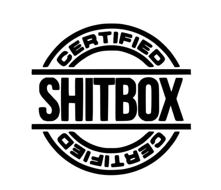 "Certified Shitbox" Vinyl Decal Sticker (2-Pack) | 7.5" X 3.5" For Car, Truck, Window | White Or Custom Color - View #2