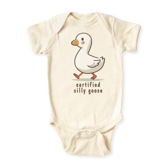 Certified Silly Goose Baby Bodysuit, Kids & Toddler T-Shirt – Funny Goose Outfit for Boys Girls Clothes 0-3m Natural