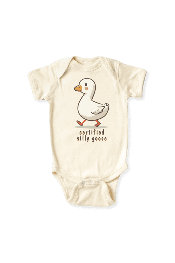 Certified Silly Goose Baby Bodysuit, Kids & Toddler T-Shirt – Funny Goose Outfit for Boys Girls Clothes 18m Natural