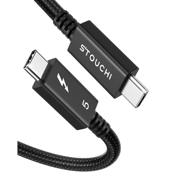 Certified Thunderbolt 5 Cable 80Gbps, up to 120Gbps Bandwidth, Dual 8K Dplay, 240W Power, Compatible with Thunderbolt 5/4, USB4, B, SSD, eGPU, Premium Braided Cable, 2.6FT
