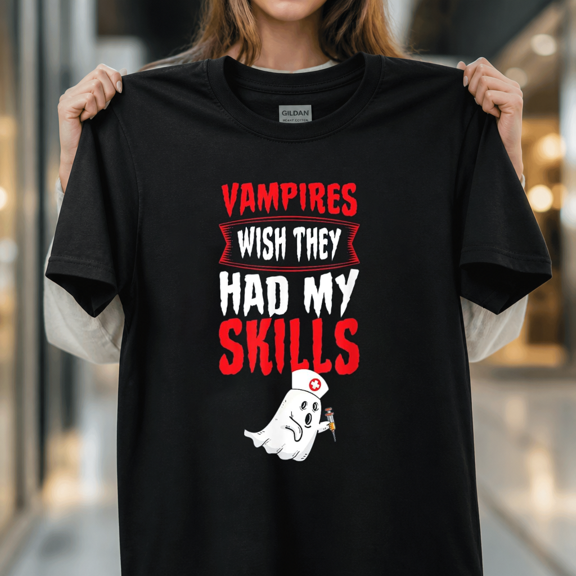 Certified Vampire Phlebotomy Funny Halloween Medical Uniform Unisex T-Shirt,S-5XL