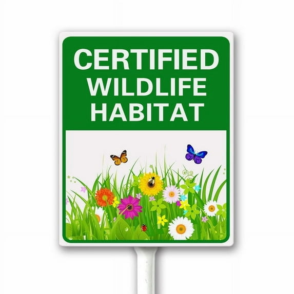 Certified Wildlife Habitat Sign, Wildlife Habitat Yard Sign, Outdoor National Wildlife Certified Habitat Sign, 8 x 12 inch, Set of 1, Sturdy Aluminum Sign Weatherproof, Fade Resistant