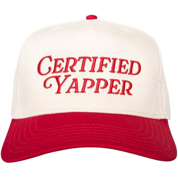 Certified Yapper Vintage Hat, Two Toned Funny Trucker Hat, Embroidered Vintage Baseball Cap for Women Snapback