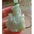 thumbnail image 1 of Certified Yellow Green Burma Natural A Jade jadeite pendant Happy Ji Kung Buddha God Fan Gourd Necklace 587722 TN, 1 of 9